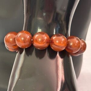 Marble Brown Bead Stretch Bracelet